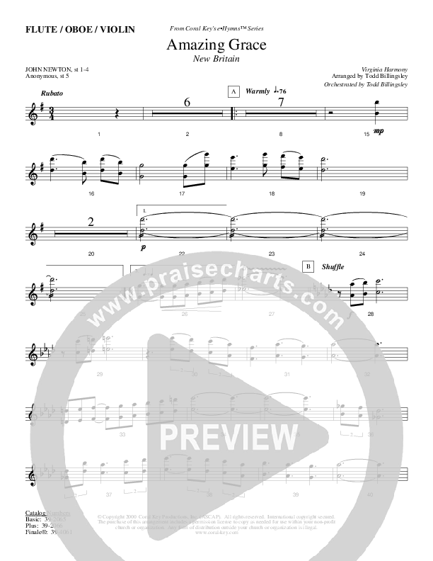 Amazing Grace Flute/Oboe (Todd Billingsley)