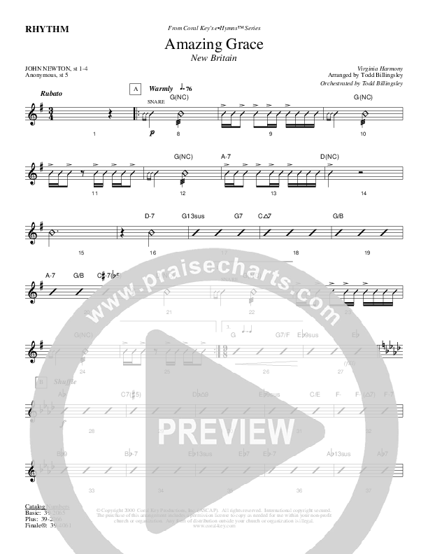 Amazing Grace Rhythm Chart (Todd Billingsley)