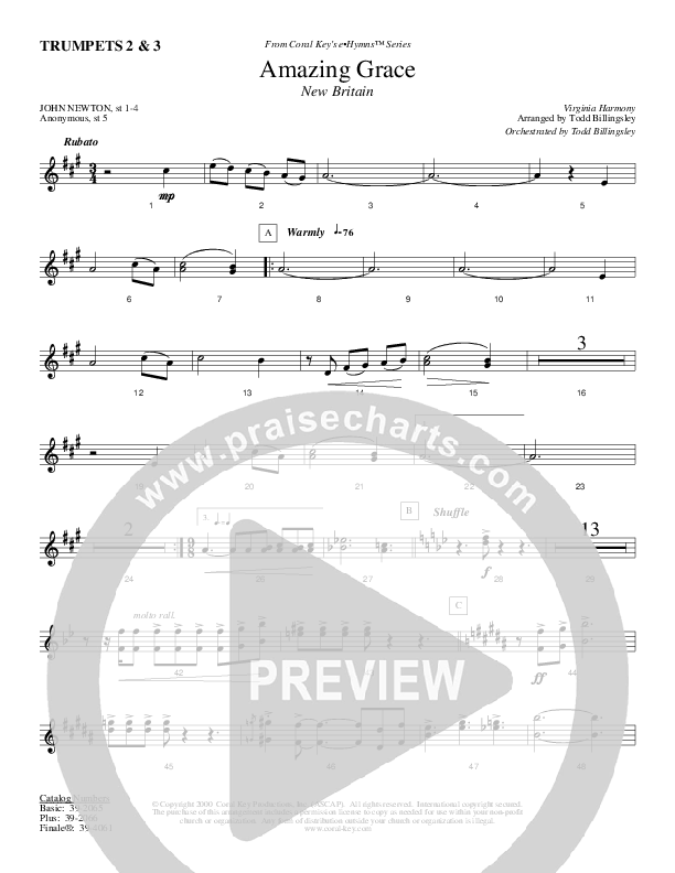 Amazing Grace Trumpet 2/3 (Todd Billingsley)
