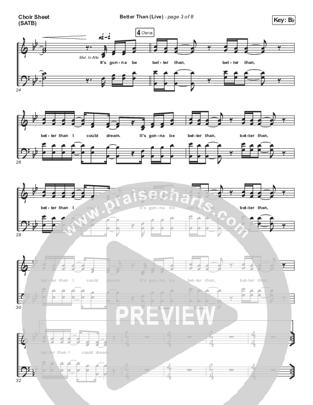 Better Than (Live) Choir Sheet (SATB) (Bethel Music / Melissa Helser / Jonathan David Helser)