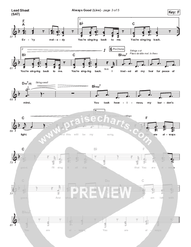 Always Good (Live) Lead Sheet (SAT) (Bethel Music / Hannah McClure)