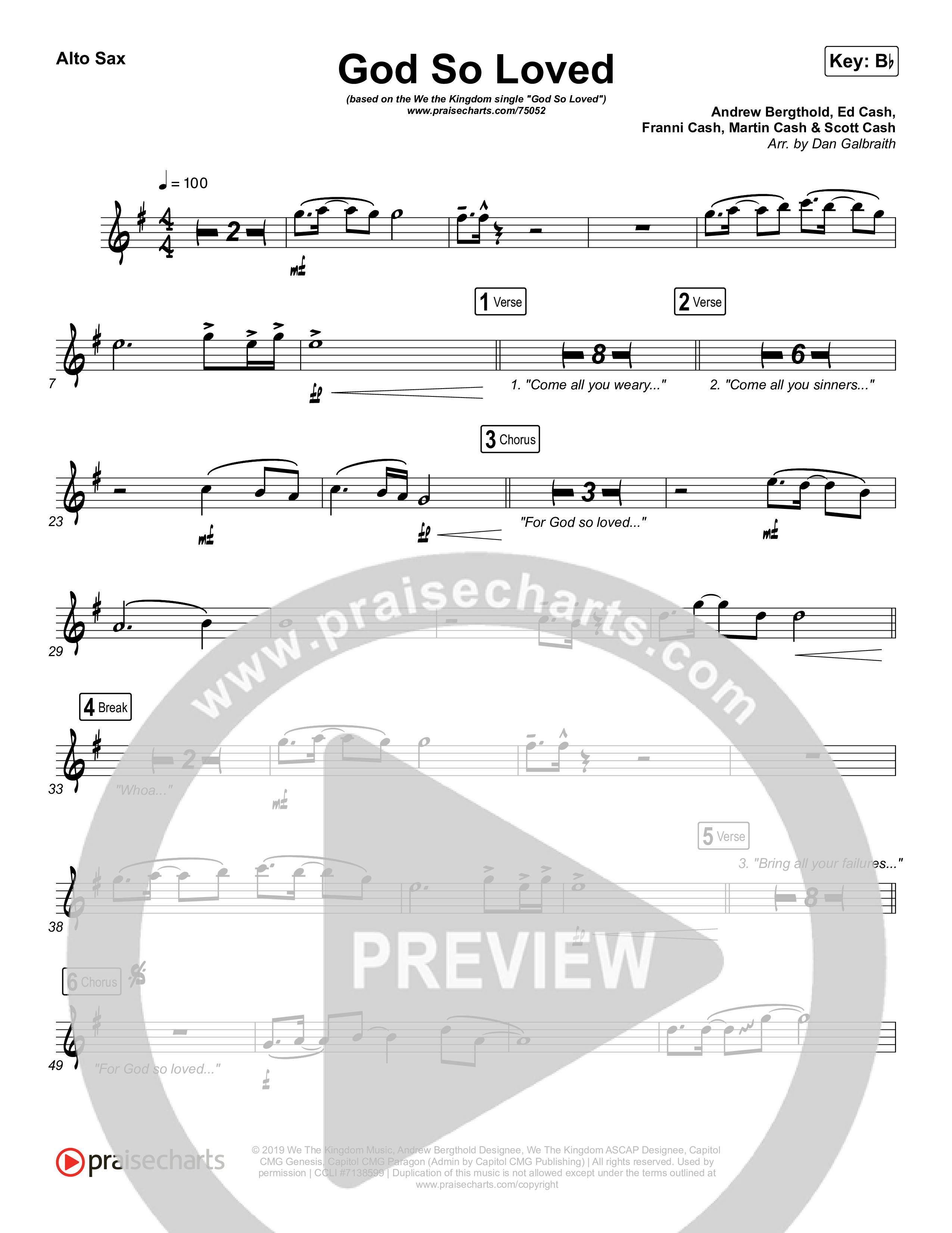 God So Loved Alto Sax (We The Kingdom)