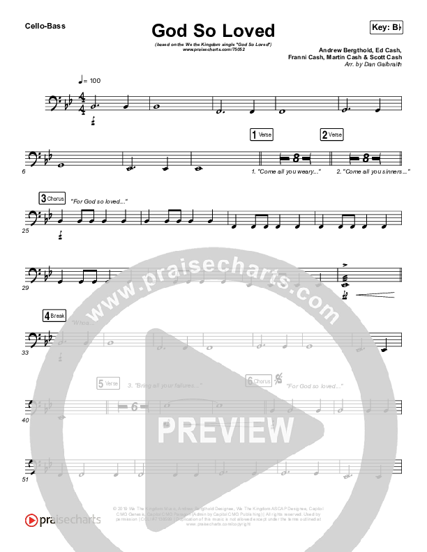 God So Loved Cello/Bass (We The Kingdom)