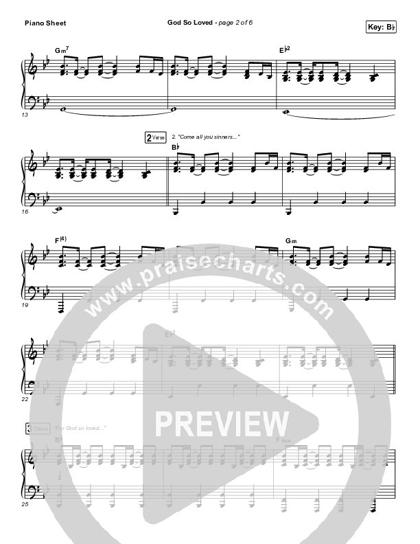 God So Loved Piano Sheet (We The Kingdom)