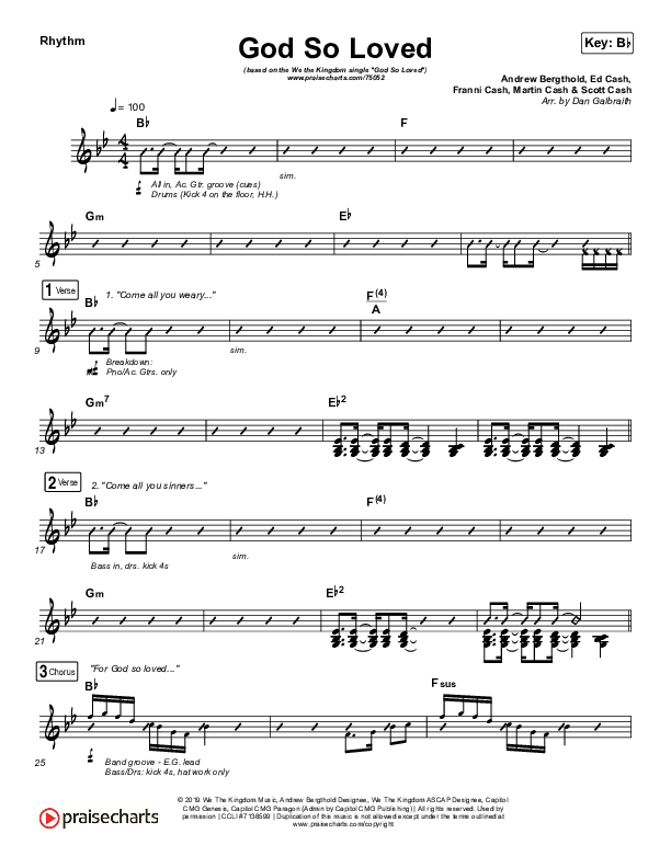 God So Loved Rhythm Chart (We The Kingdom)