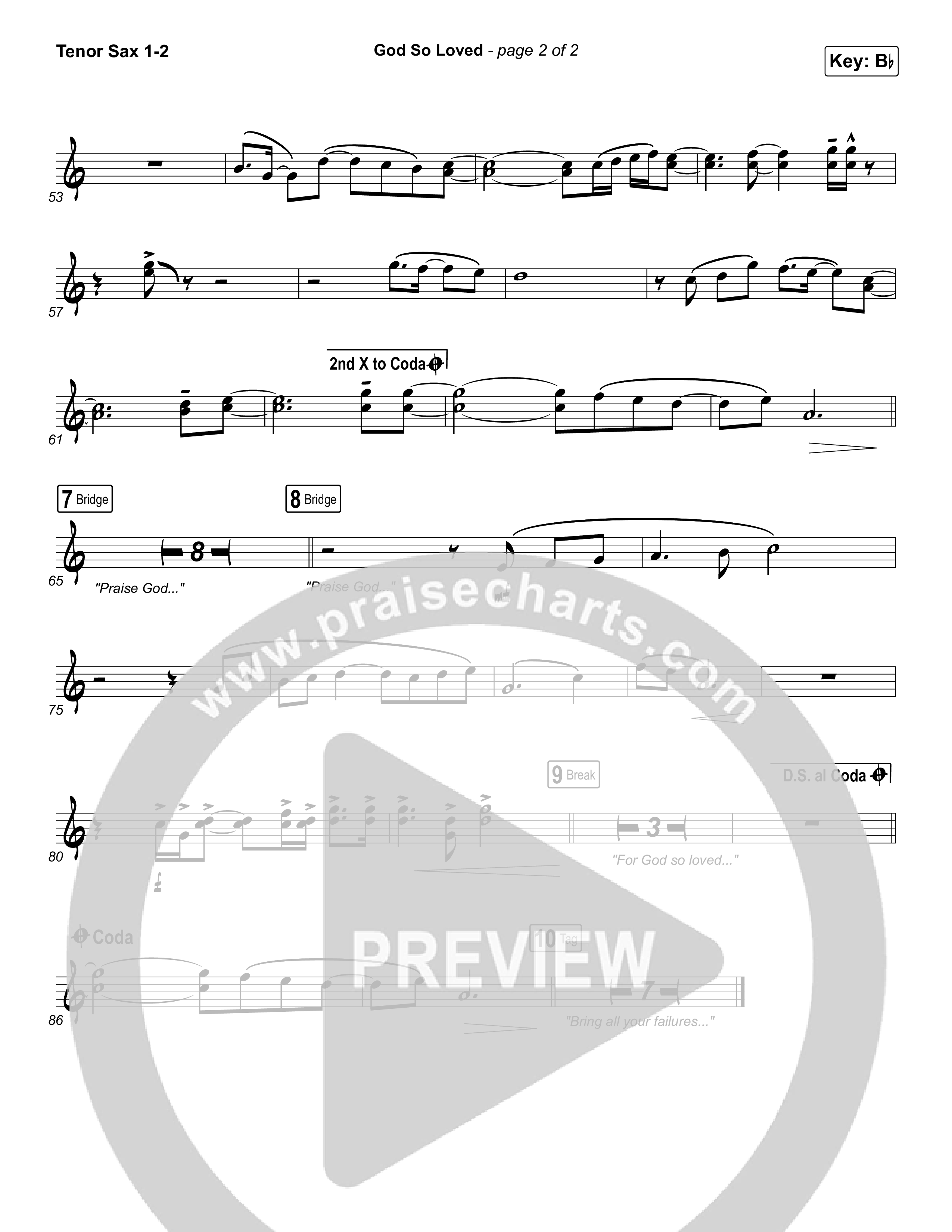 God So Loved Tenor Sax 1/2 (We The Kingdom)