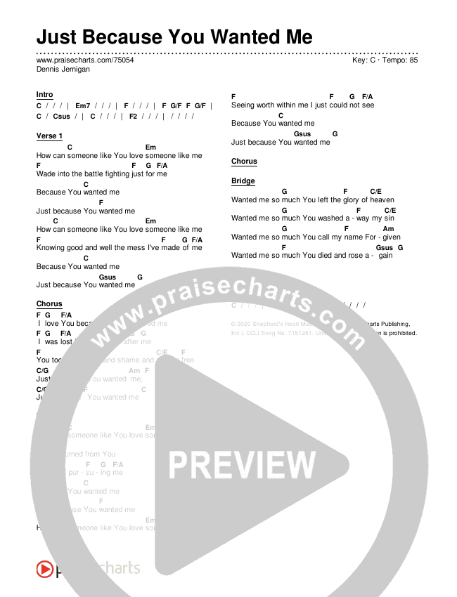 Just Because You Wanted Me Chords & Lyrics (Dennis Jernigan)