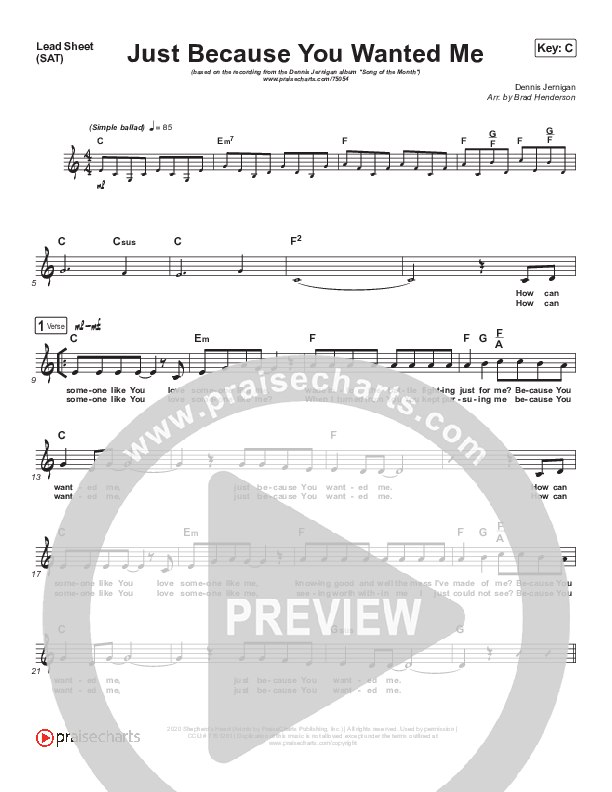 Just Because You Wanted Me Lead Sheet (SAT) (Dennis Jernigan)