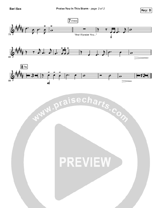 Praise You In This Storm Bari Sax (Natalie Grant)