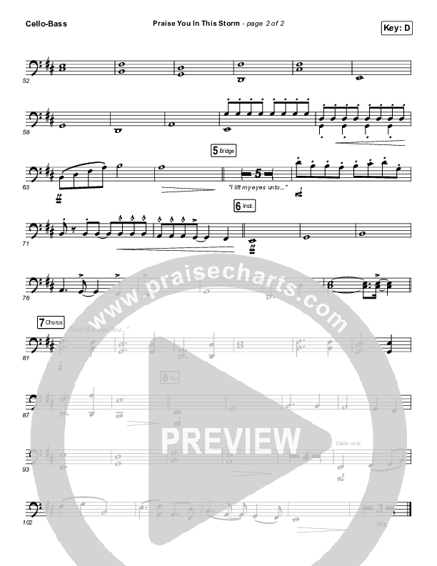 Praise You In This Storm Cello/Bass (Natalie Grant)