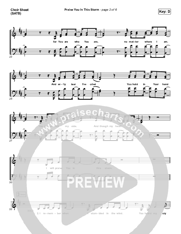 Praise You In This Storm Choir Sheet (SATB) (Natalie Grant)