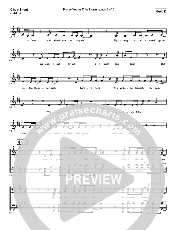 Praise You In This Storm Choir Sheet (SATB) (Natalie Grant)
