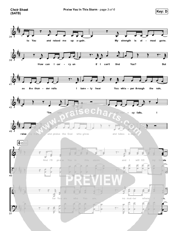 Praise You In This Storm Choir Sheet (SATB) (Natalie Grant)