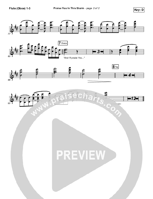 Praise You In This Storm Flute/Oboe 1/2/3 (Natalie Grant)