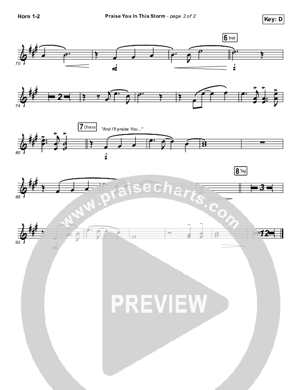 Praise You In This Storm French Horn 1/2 (Natalie Grant)