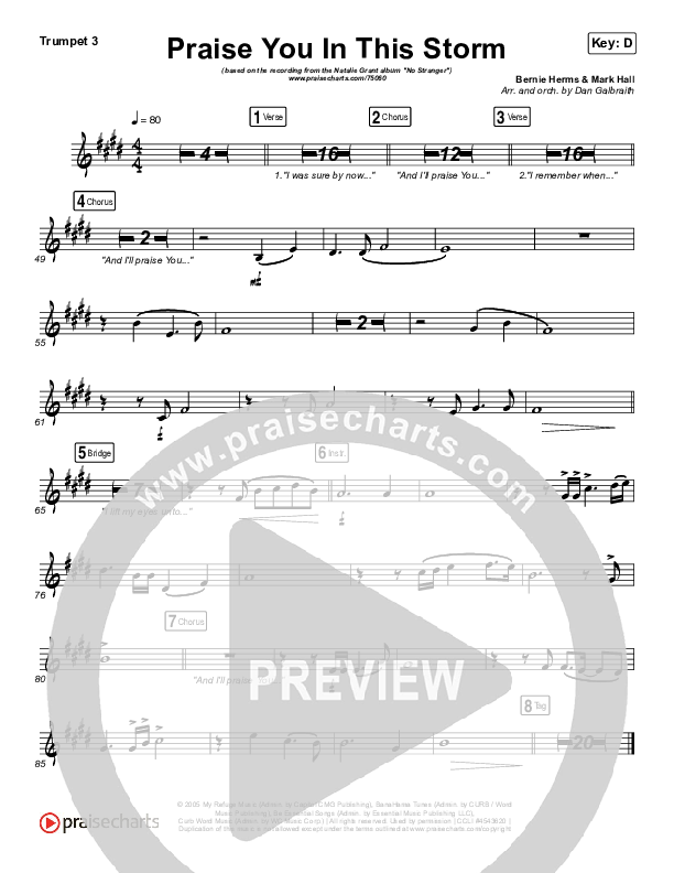 Praise You In This Storm Trumpet 3 (Natalie Grant)