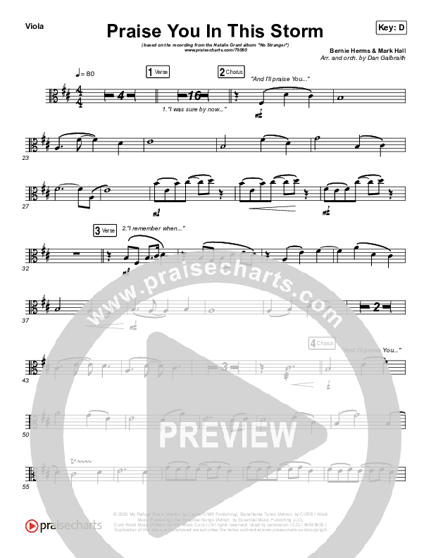 Praise You In This Storm Viola (Natalie Grant)