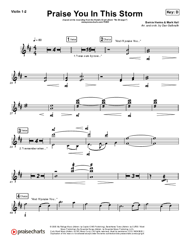 Praise You In This Storm Violin 1/2 (Natalie Grant)