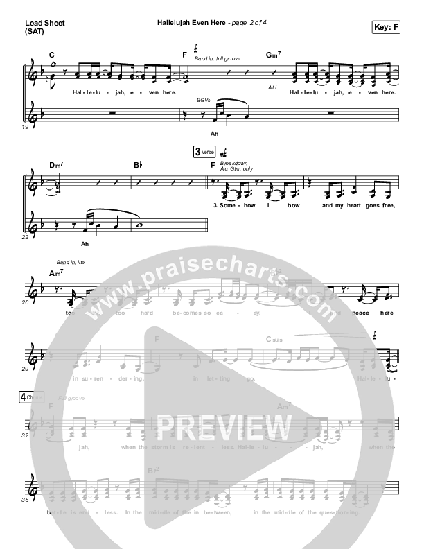 Hallelujah Even Here Lead Sheet (SAT) (Lydia Laird)