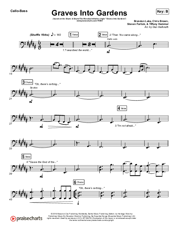 Graves Into Gardens Cello/Bass (Shane & Shane/The Worship Initiative)