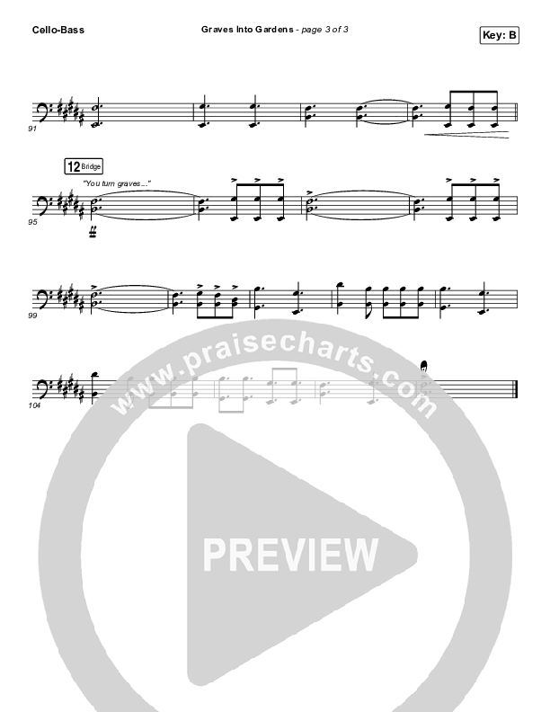 Graves Into Gardens Cello/Bass (Shane & Shane/The Worship Initiative)