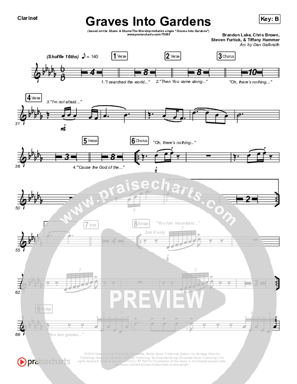 Graves Into Gardens Clarinet (Shane & Shane/The Worship Initiative)