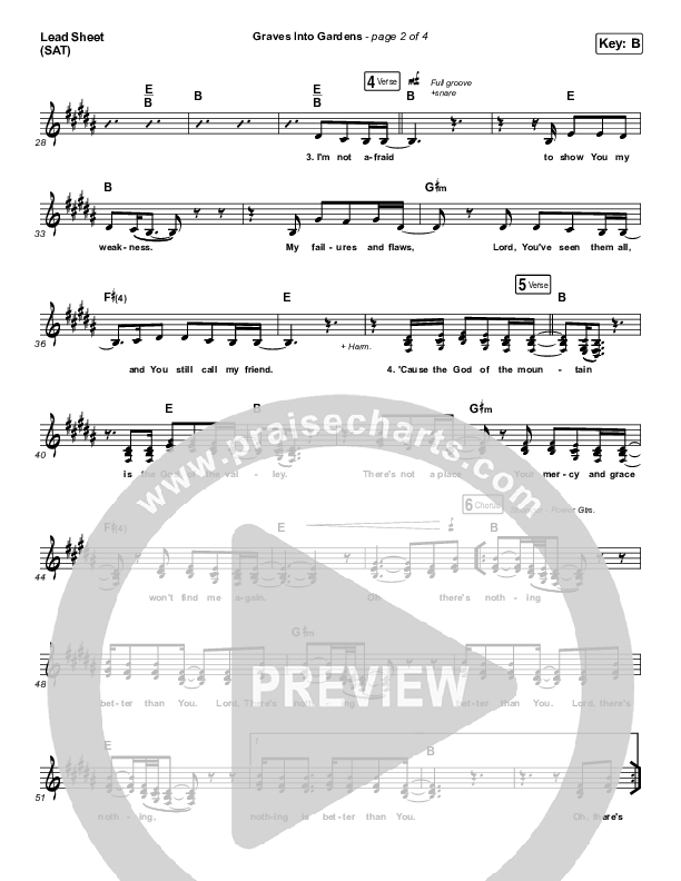Graves Into Gardens Lead Sheet (SAT) (Shane & Shane/The Worship Initiative)