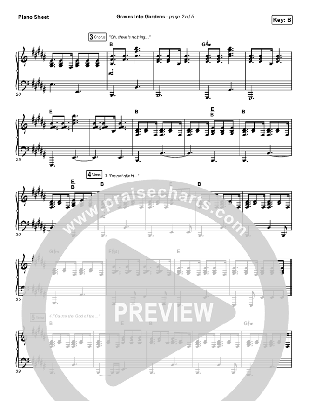 Graves Into Gardens Piano Sheet (Shane & Shane/The Worship Initiative)