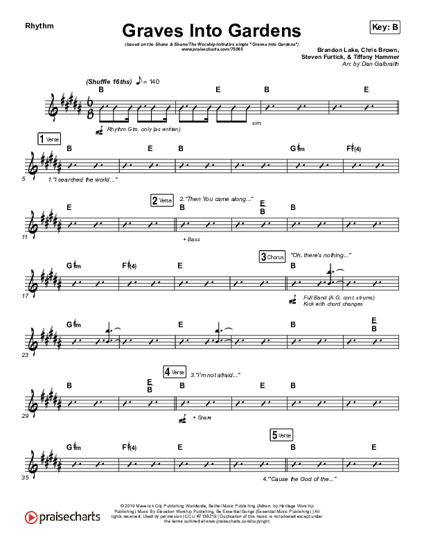 Graves Into Gardens Sheet Music PDF (Shane & Shane/The Worship Initiative) PraiseCharts