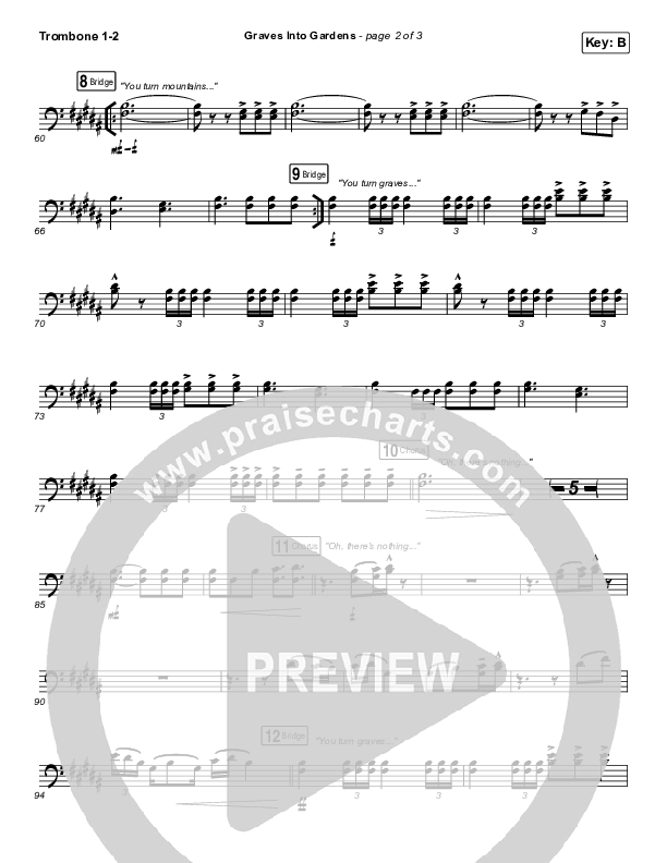 Graves Into Gardens Trombone 1/2 (Shane & Shane/The Worship Initiative)