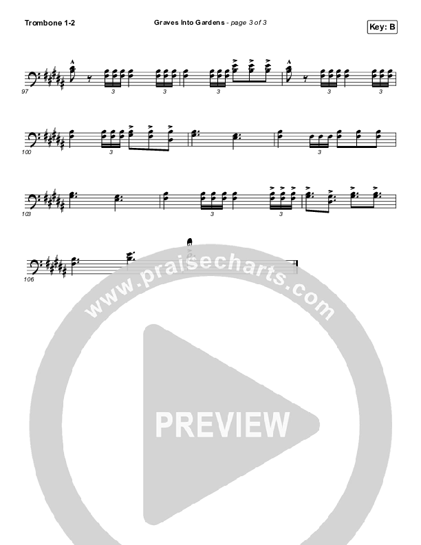 Graves Into Gardens Trombone 1/2 (Shane & Shane/The Worship Initiative)