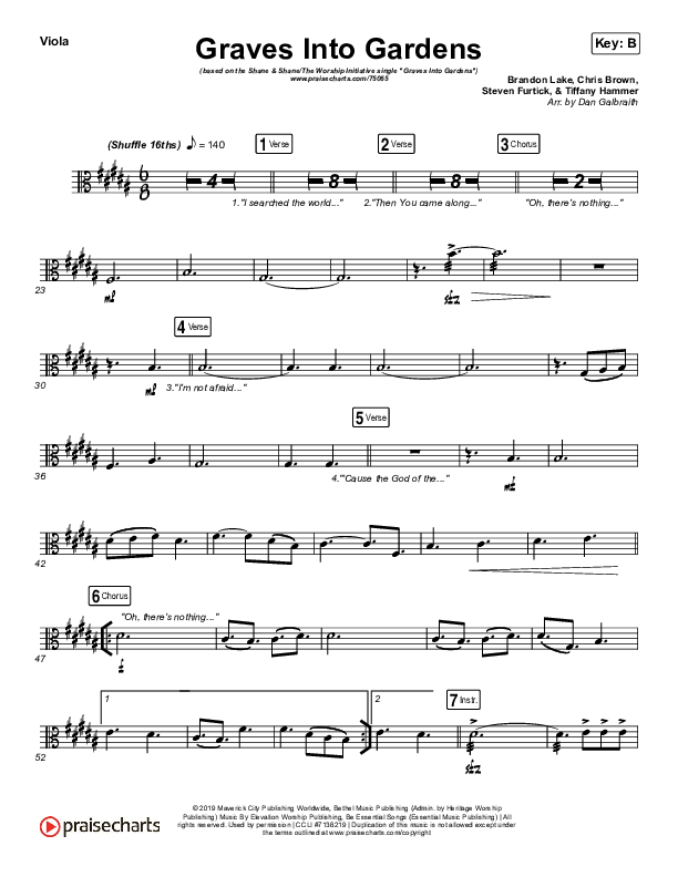 Graves Into Gardens Viola Sheet Music PDF (Shane & Shane/The Worship Initiative) PraiseCharts