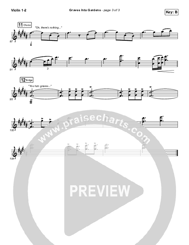 Graves Into Gardens Violin 1/2 (Shane & Shane/The Worship Initiative)