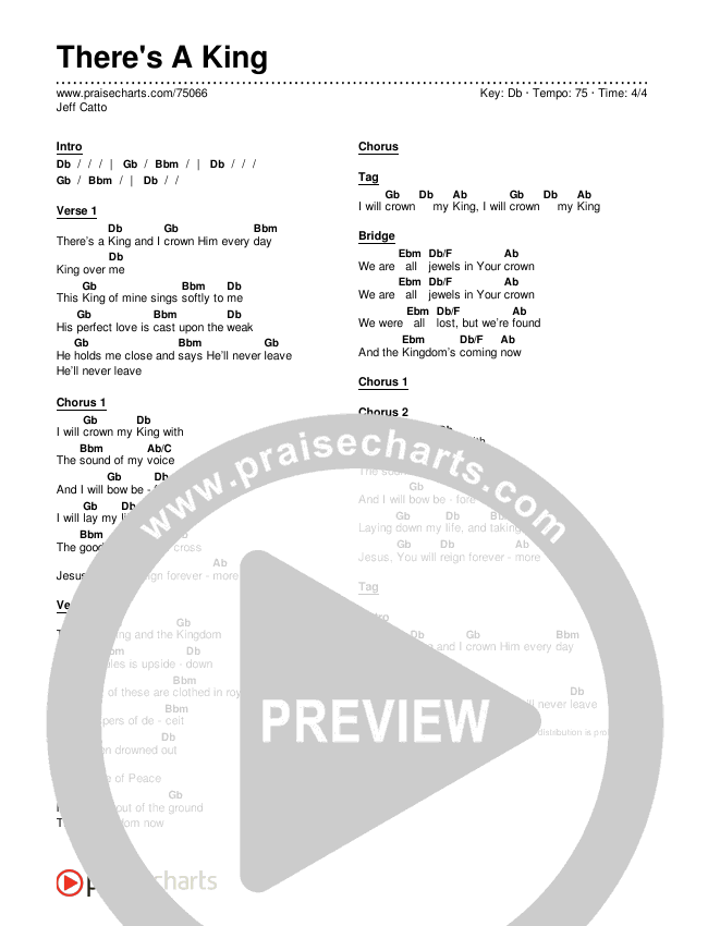 There's A King Chords & Lyrics (Jeff Catto)