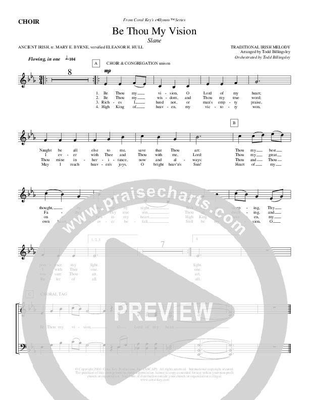 Be Thou My Vision Choir Sheet (Todd Billingsley)