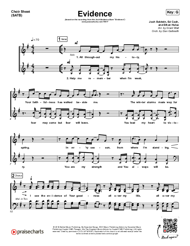 Evidence Choir Sheet (SATB) (Josh Baldwin)