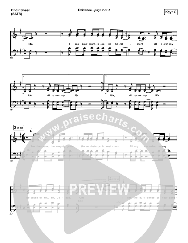 Evidence Choir Sheet (SATB) (Josh Baldwin)