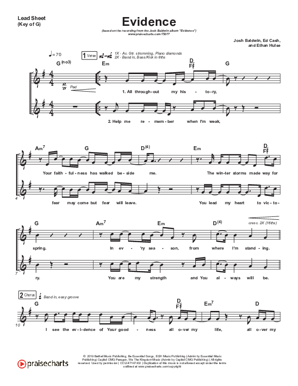 Evidence Lead Sheet (Melody) (Josh Baldwin)