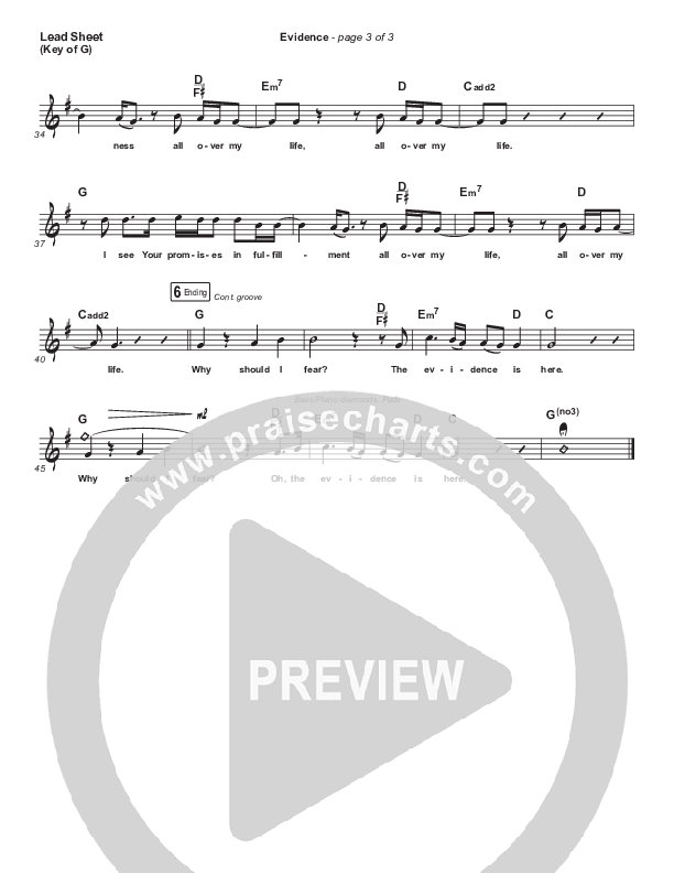 Evidence Lead Sheet (Melody) (Josh Baldwin)