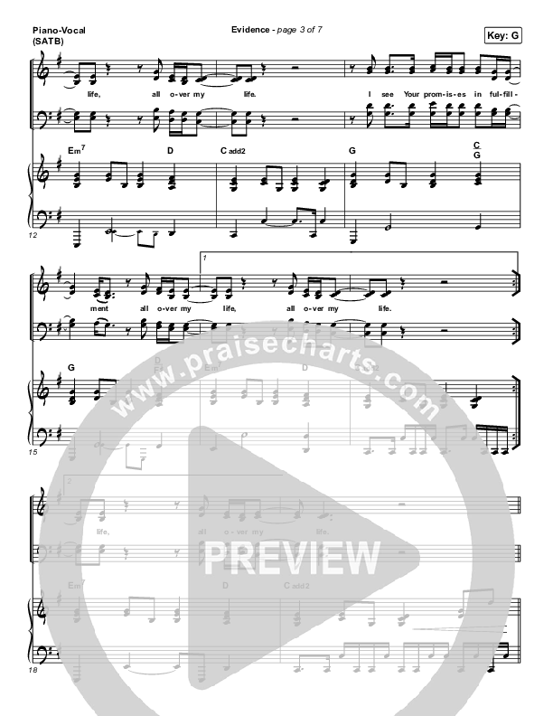 Evidence Piano/Vocal (SATB) (Josh Baldwin)