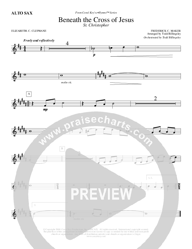 Beneath The Cross Of Jesus Alto Sax (Todd Billingsley)