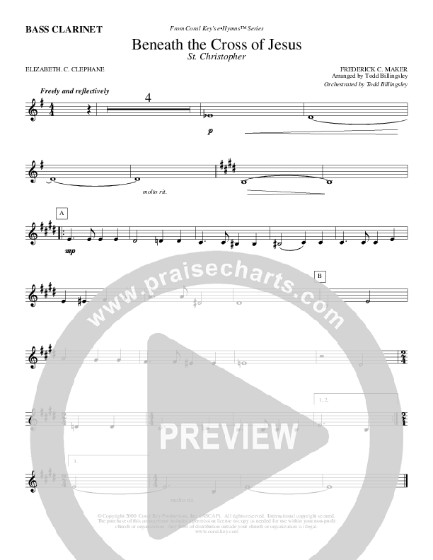 Beneath The Cross Of Jesus Bass Clarinet (Todd Billingsley)