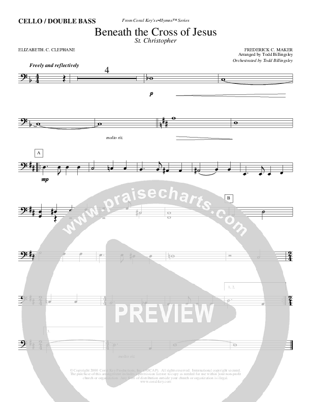 Beneath The Cross Of Jesus Cello/Bass (Todd Billingsley)