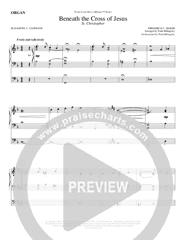 Beneath The Cross Of Jesus Organ (Todd Billingsley)