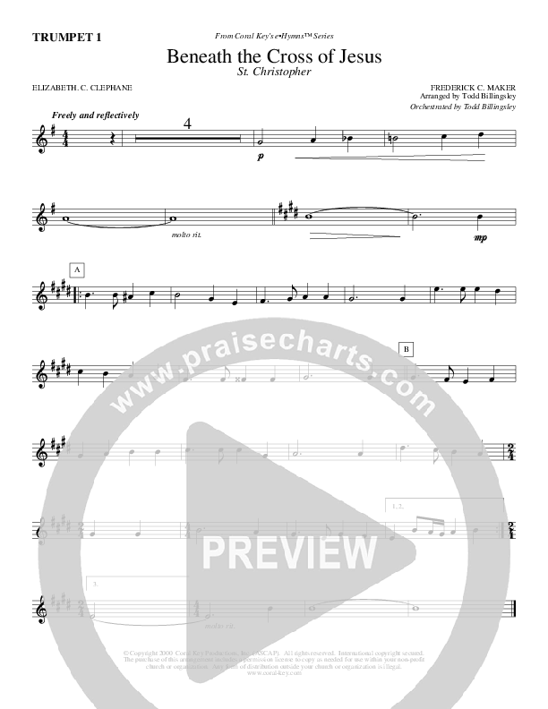 Beneath The Cross Of Jesus Trumpet 1 (Todd Billingsley)