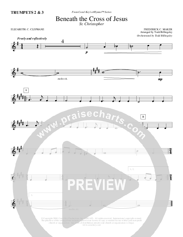 Beneath The Cross Of Jesus Trumpet 2/3 (Todd Billingsley)