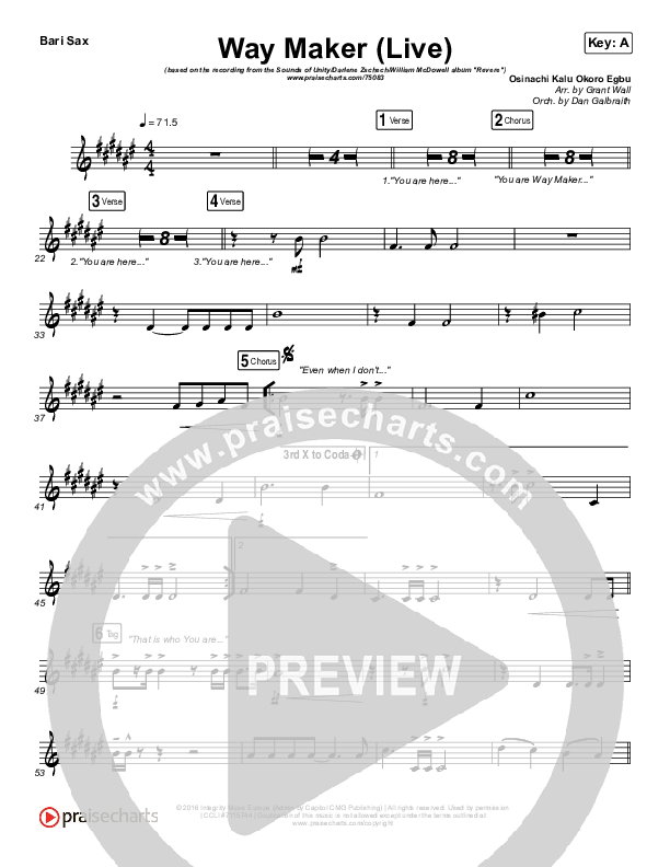 Way Maker (Live) Bari Sax (Sounds Of Unity / Darlene Zschech / William McDowell / REVERE)