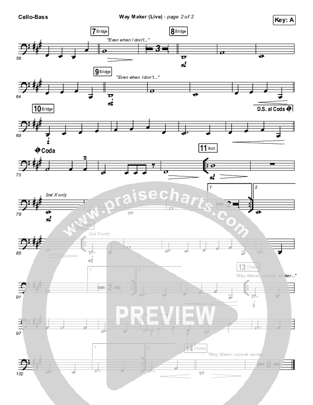 Way Maker (Live) Cello/Bass (Sounds Of Unity / Darlene Zschech / William McDowell / REVERE)