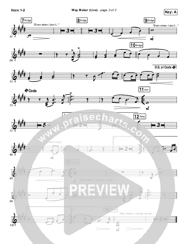 Way Maker (Live) French Horn 1/2 (Sounds Of Unity / Darlene Zschech / William McDowell / REVERE)