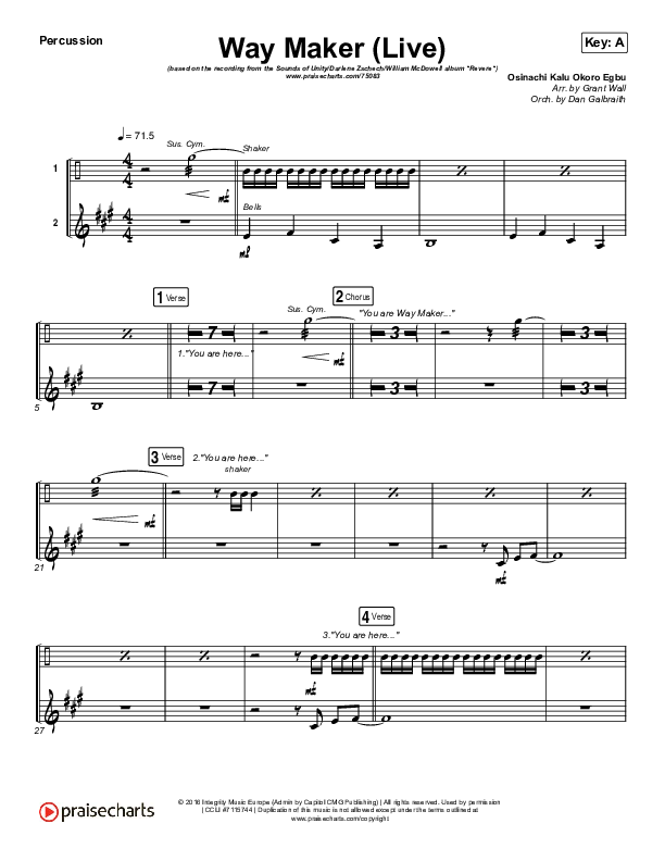 Way Maker (Live) Percussion (Sounds Of Unity / Darlene Zschech / William McDowell / REVERE)